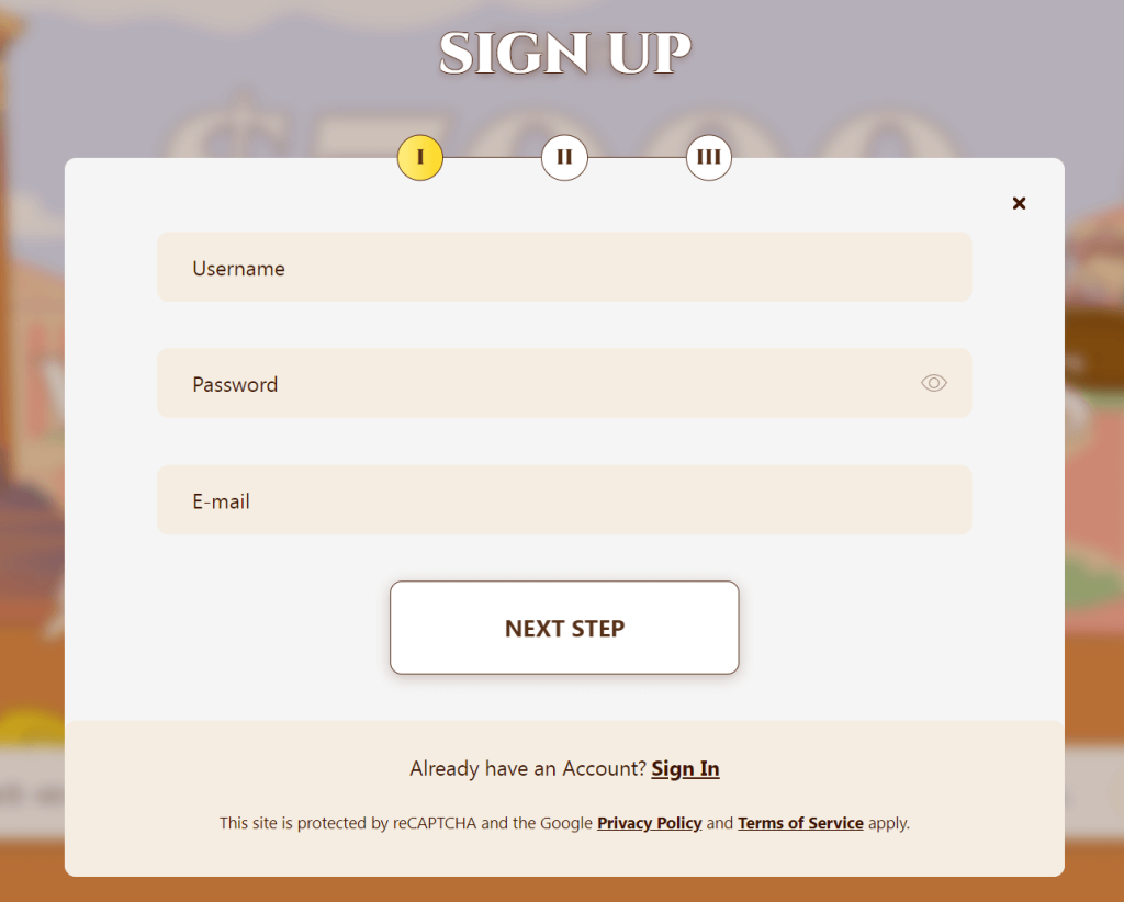 slots empire sign up