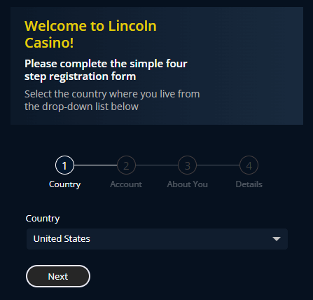 Lincoln Casino sign up
