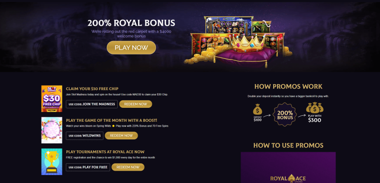 royal ace casino online game selection